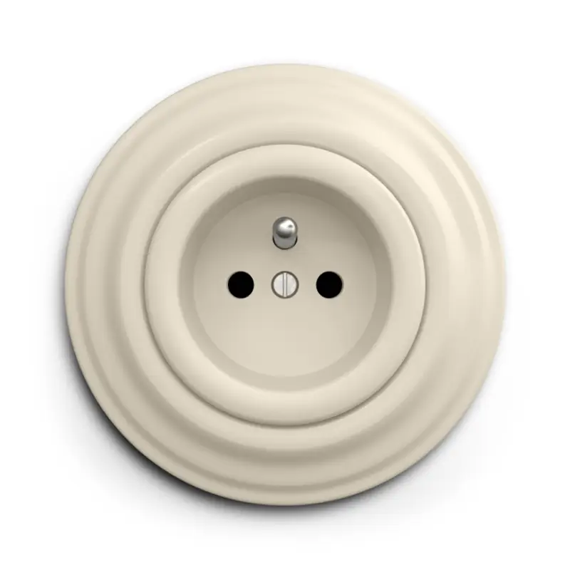 Lage Kosten Kliklap - Retro stopcontact met afdekraam 230V beige