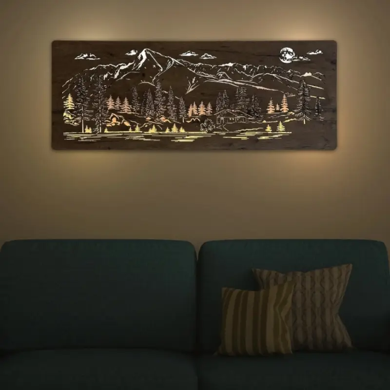 Li-Go 23521/OVL/DUB3 - Dimbare LED-wanddecoratie LED/10W/5V 30000 mAh 130x50 cm eik/chalet in de bergen Tijdelijk Beschikbaar