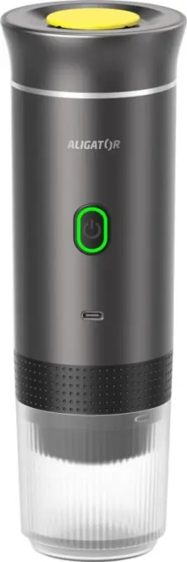 Aligator ACM002 - Draagbare oplaadbare PortaCaffé 3-in-1 koffiemachine 72W/7500 mAh grijs Direct Verzonden