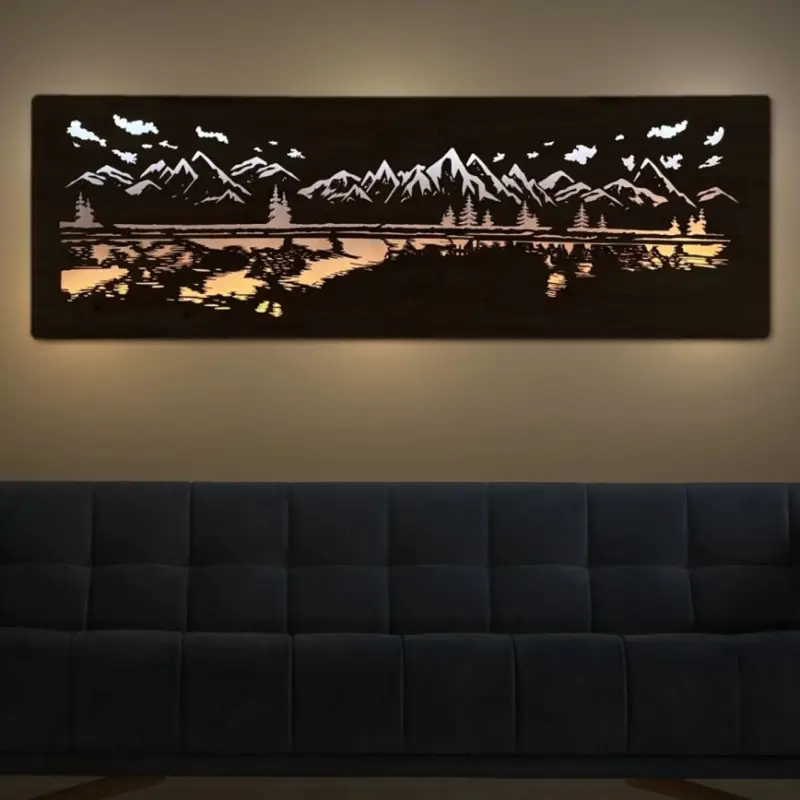 Koop Vandaag Li-Go 4778/A/4 - Dimbare LED-wanddecoratie LED/10W/5V 30000 mAh 120x40 cm eik/Meer