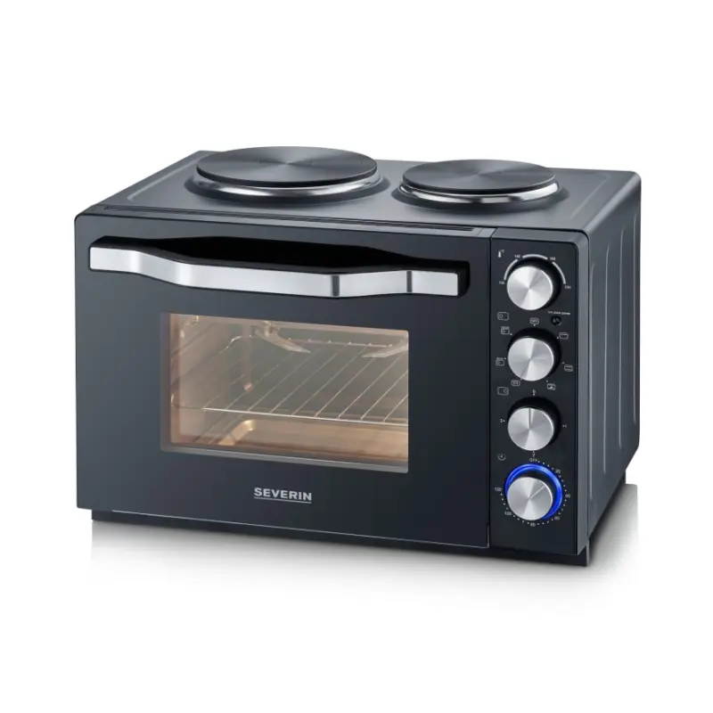 Severin TO 2074 - Heteluchtoven met grill en kookplaten 2500W/230V 30 l zwart Direct Beschikbaar