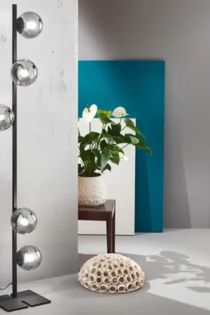 Ondaluce - Vloerlamp MONILE 5xE14/10W/230V 170 cm zwart/rookzwart Laatste Versie