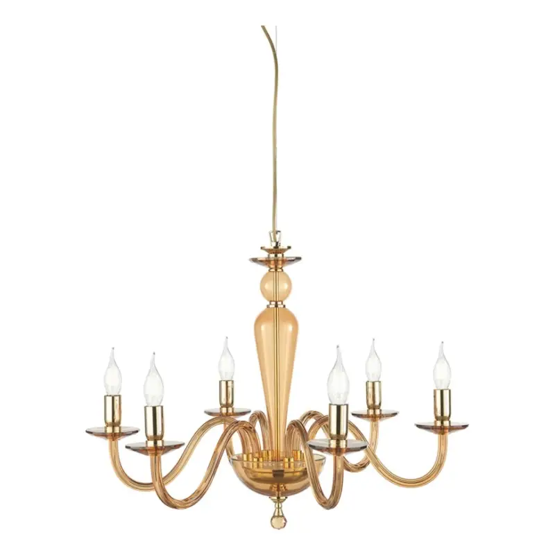 Fabrieksprijs Ondaluce - Kroonluchter met kabel PAGANINI 6xE14/10W/230V Ø 70 cm goud/rookbeige