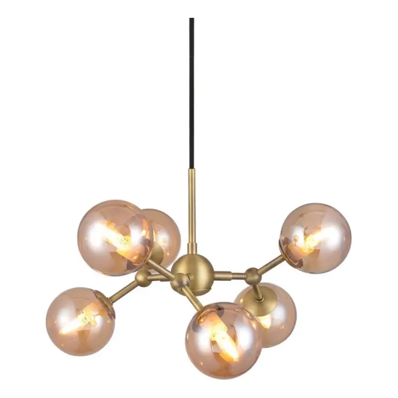 Favoriet Halo Design 736560 - Hanglamp aan kabel ATOM 6xG9/28W/230V Ø 45 cm messing/rookbeige
