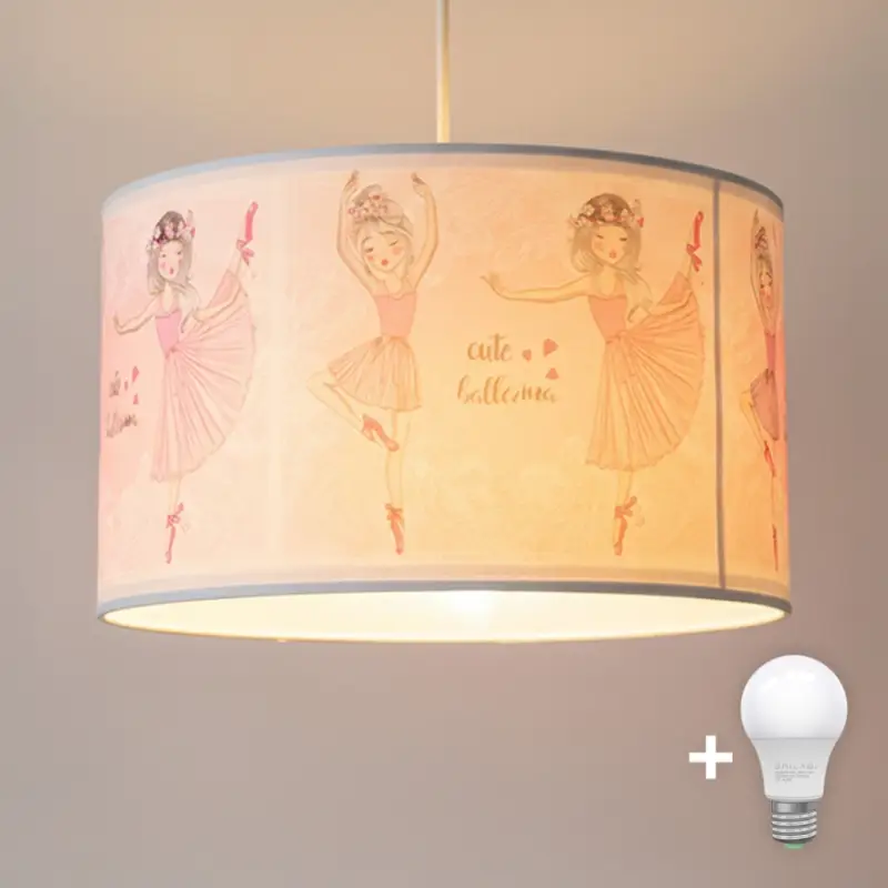 Aanbieding Brilagi - LED-kinderhanglamp aan snoer BOBO 1xE27/60W/230V Ø 35 cm roze/ballerina's