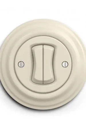 Reblig - Retro dubbele drukknop met afdekraam beige Premium