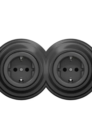 Bestseller Reblig - Dubbele retro-wandcontactdoos met afdekraam SCHUKO 230V, antraciet