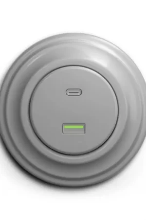 Aanbieding Reblig - Retro USB-stopcontact A+C met afdekraam, grijs