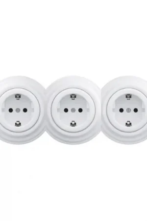 Actieprijs Reblig - Drievoudig retro-wandcontactdoos met frame SCHUKO 230V sneeuwwit