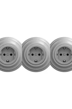 Actieprijs Reblig - Drievoudige retro-wandcontactdoos met afdekraam SCHUKO 230V grijs