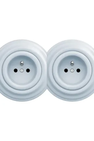 Bestseller Reblig - Dubbele retro wandcontactdoos met afdekraam 230V blauw