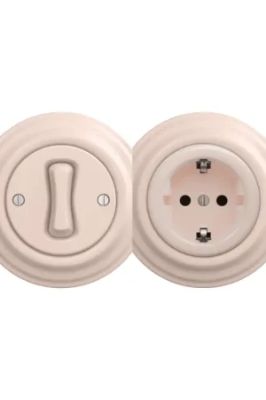 Betaalbaar Reblig - Retro enkelepolige schakelaar nr. 1 en SCHUKO-stopcontact 230 V met oudroze afdekraam