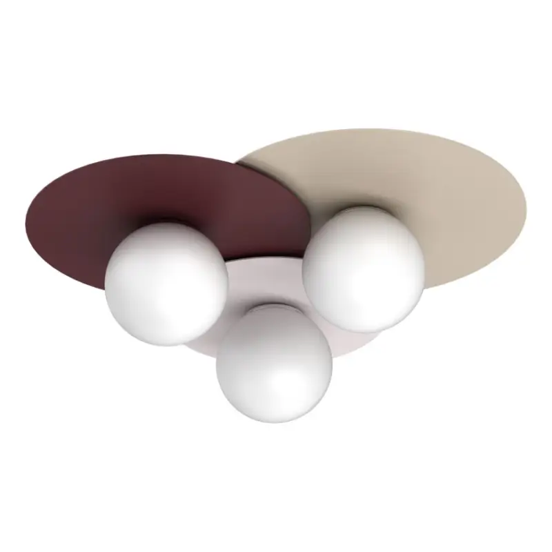 Speciale Aanbieding Plafondlamp FLAT 3xE27/15W/230V 55x60 cm beige/crème/bordeaux