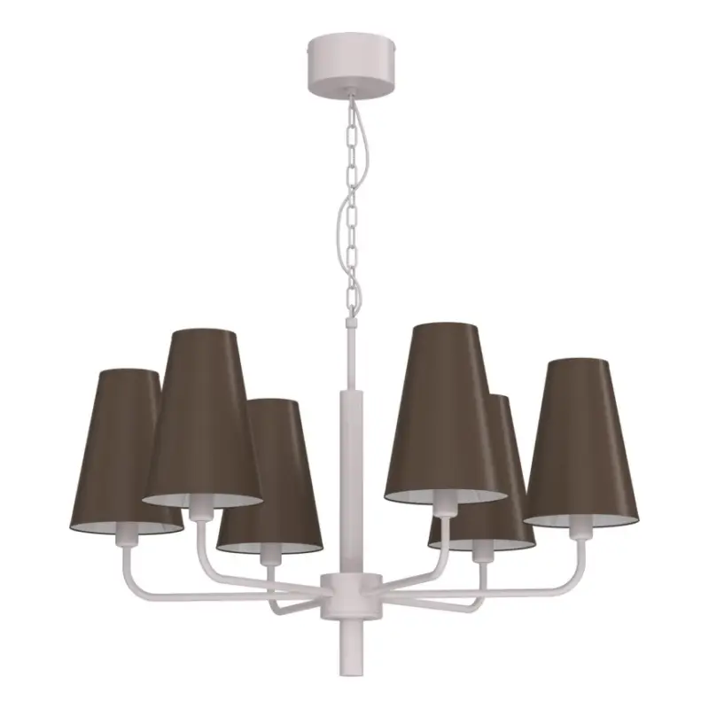 Kroonluchter met ketting TORTOLA 6xE14/15W/230V bruin/crème Korting