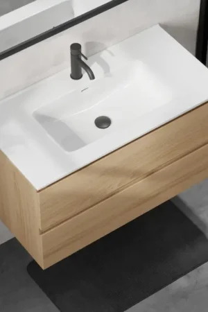 Badmeubel met wastafel KENWOOD 91 cm eiken/wit Actieprijs
