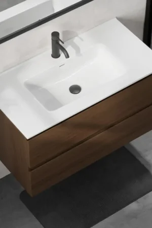 Veilige Betaling Badmeubel met wastafel KENWOOD 91 cm walnoot/wit