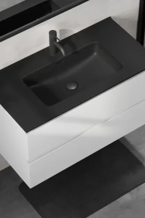 Populair Badmeubel met wastafel KENWOOD 91 cm wit/zwart
