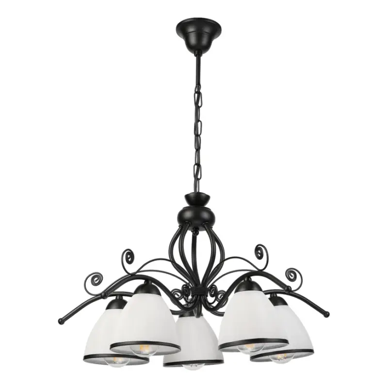 Flitsaanbieding Hanglamp aan ketting RETRO 5xE27/60W/230V zwart/wit