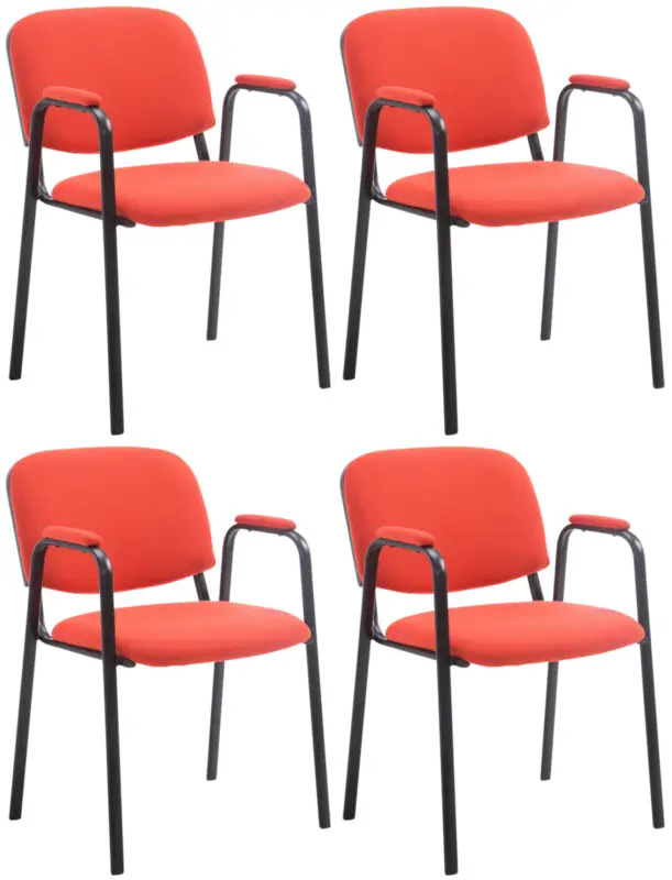 Aanbieding Set van 4 stapelstoelen Ken Pro stof Kleur:rood
