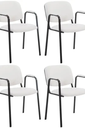 Voordeelprijs Set van 4 stapelstoelen Ken Pro kunstleer Kleur:wit