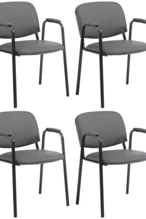 Gratis Retour Set van 4 stapelstoelen Ken Pro kunstleer Kleur:grijs