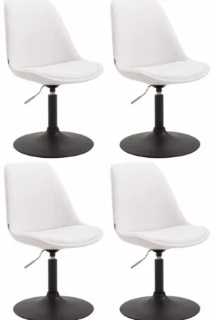 Voordeelprijs Set van 4 Eetkamerstoelen Maverick Kunstleer Kleur:wit | Kleur frame:zwart
