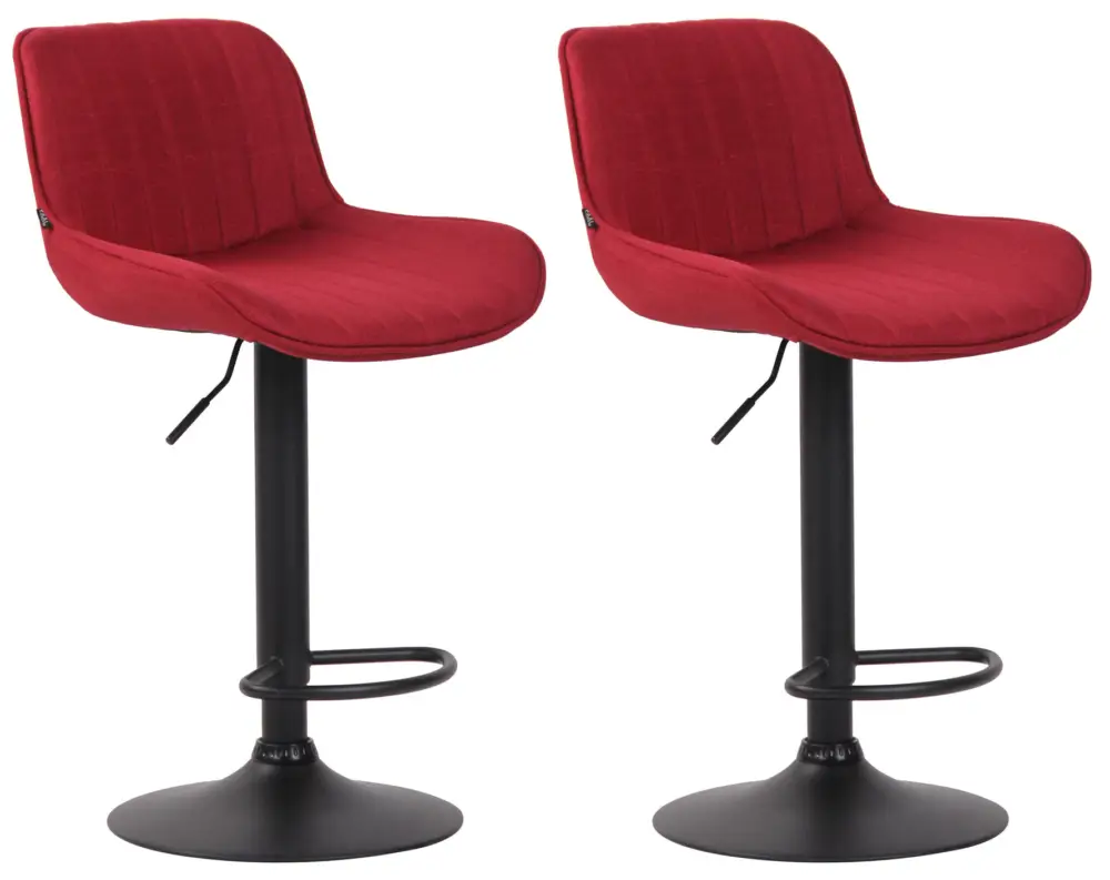 Set van 2 barkrukken Lentini stof Kleur:rood | Kleur frame:zwart Finale Uitverkoop