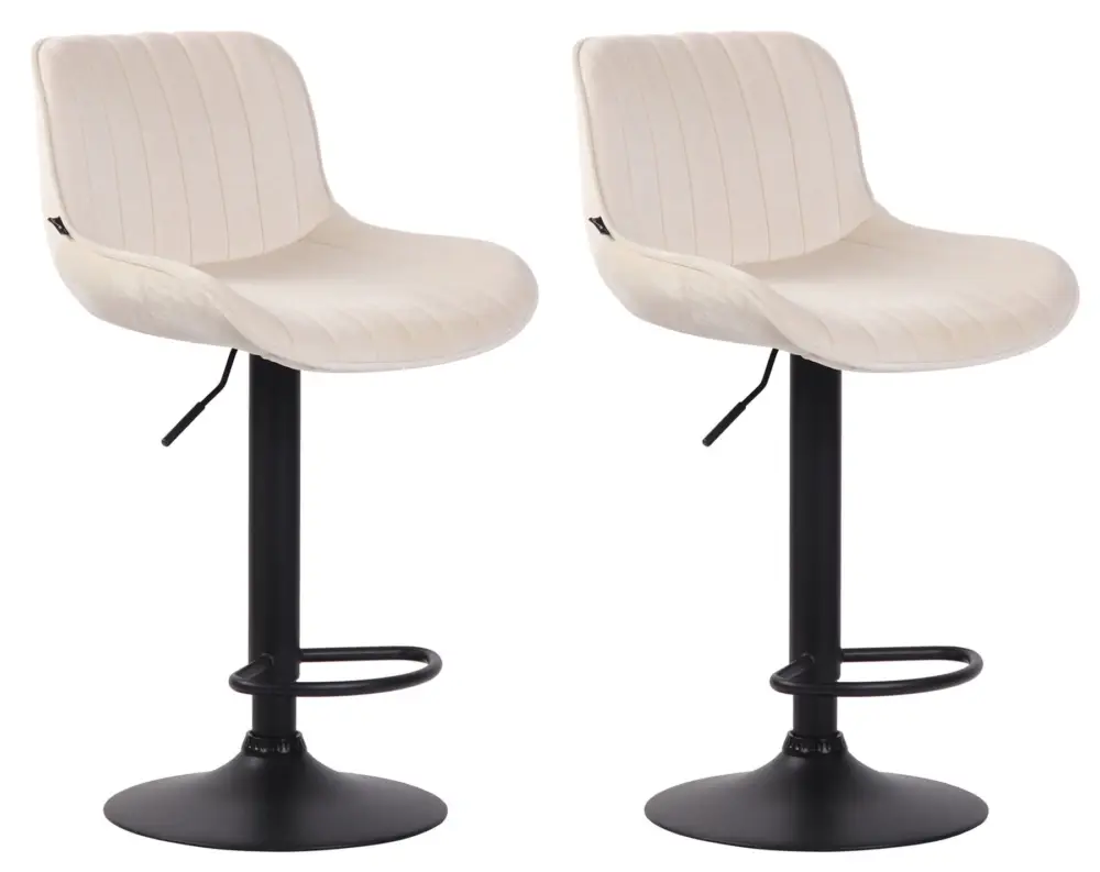 Set van 2 Barkrukken Lentini Fluweel Kleur:creme | Kleur frame:zwart Nu Kopen