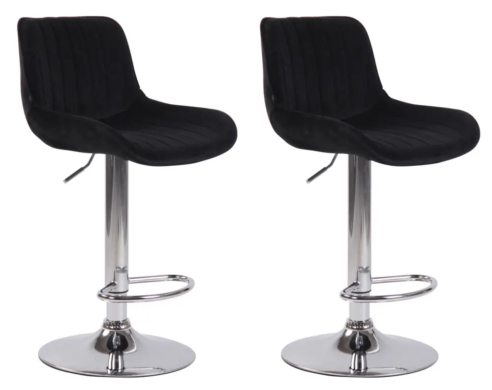 Set van 2 Barkrukken Lentini Fluweel Kleur:zwart | Kleur frame:chroom Nieuw