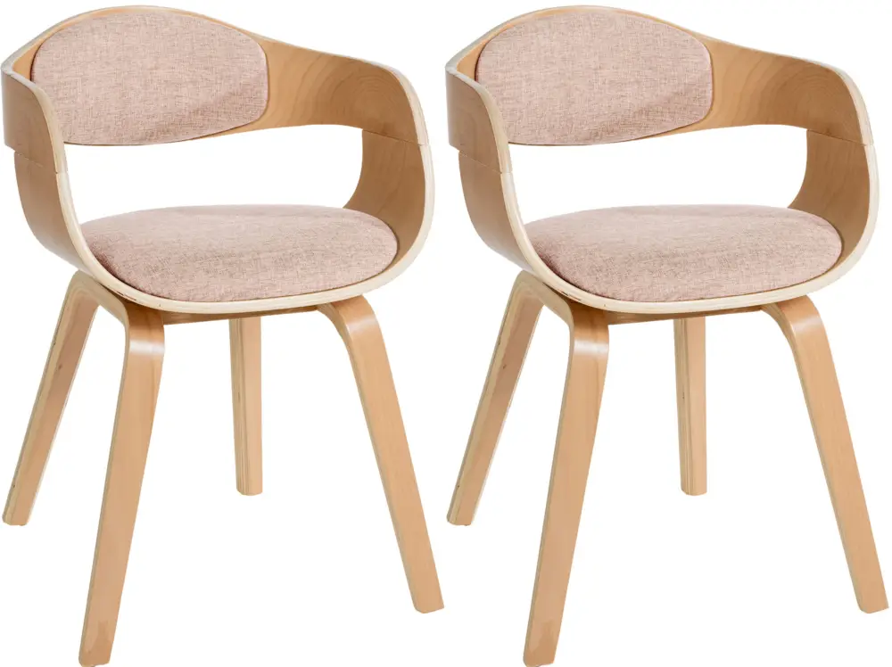 Set van 2 Kingston eetkamerstoelen Stof Kleur:natura/creme | Kleur frame:natura Betrouwbaar