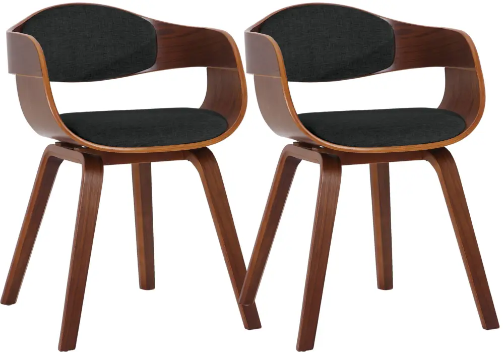 Set van 2 Kingston eetkamerstoelen Stof Kleur:walnoot/zwart | Kleur frame:walnoot Actieprijs