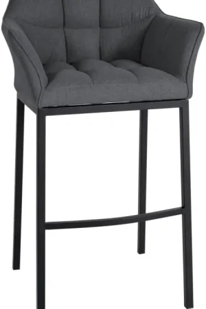 Barkruk Damaso Vilt met Vierpootsframe Kleur:grijs | Kleur frame:zwart Beperkt Aanbod