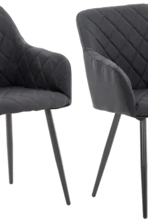 Voordeelprijs Set van 2 eetkamerstoelen Shila Basismateriaal:Stof | Kleur:zwart