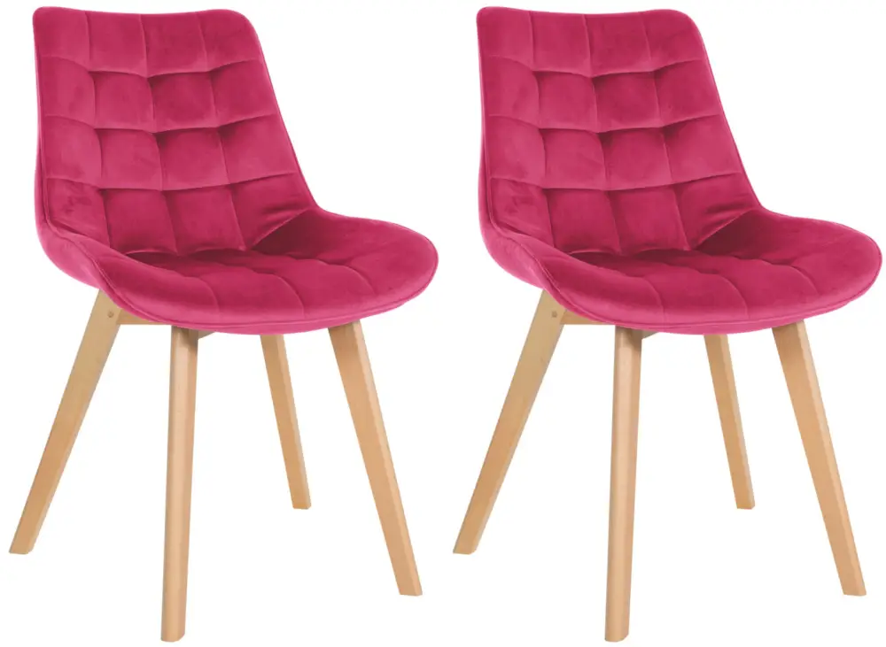 Set van 2 eetkamerstoelen Brook fluweel Kleur:rood Aanbieding