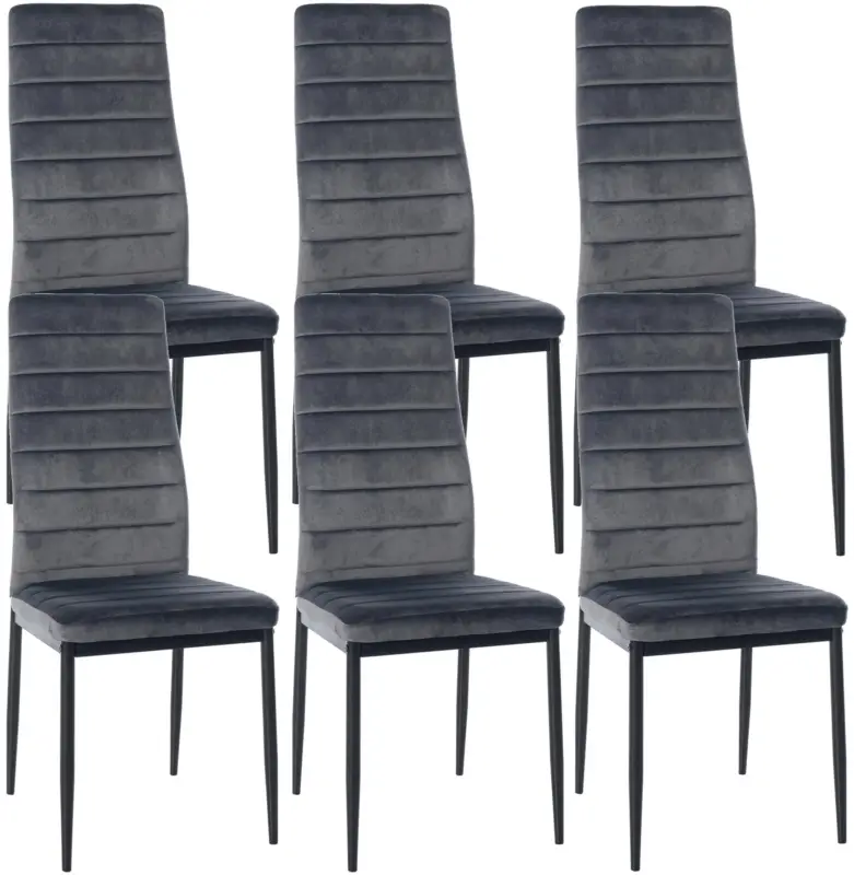 Set van 6 eetkamerstoelen Mayfair Basismateriaal:Fluweel | Kleur:grijs Must-Have
