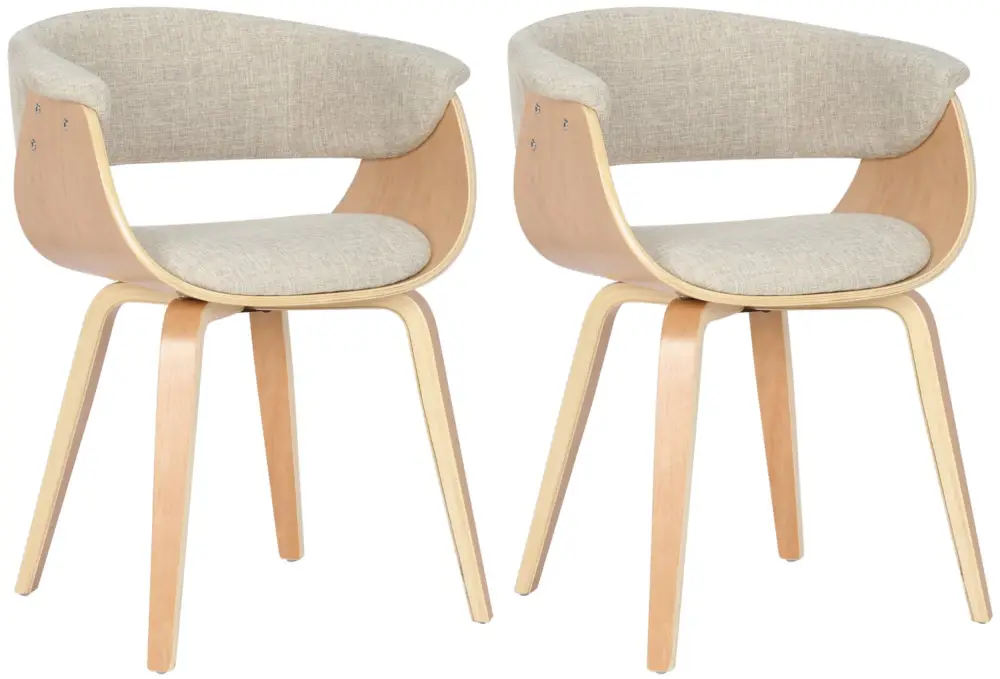 Merkproduct Set van 2 Eetkamerstoelen Bruce stof Kleur:natura/creme