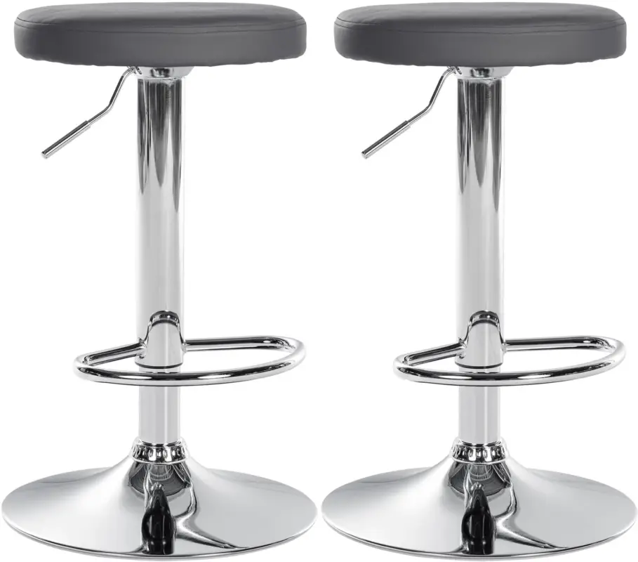 Betrouwbaar Set van 2 barkrukken Ponte kunstleer Kleur:grijs | Materiaal frame:Metaal in chroomoptiek