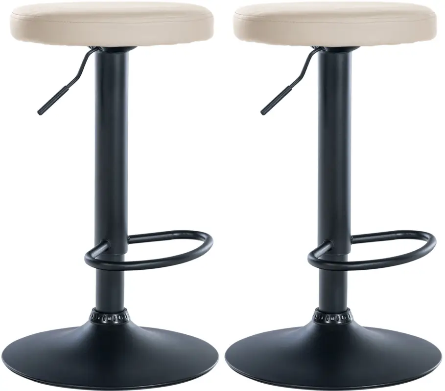 Seizoensaanbieding Set van 2 barkrukken Ponte kunstleer Kleur:creme | Materiaal frame:Metaal mat zwart