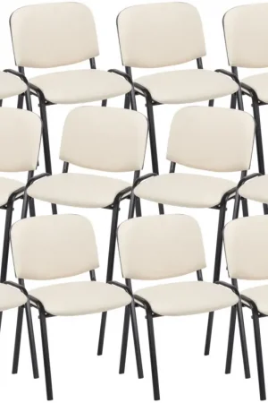 12er set bezoekersstoel Ken Kunstleer Kleur:creme Express Levering