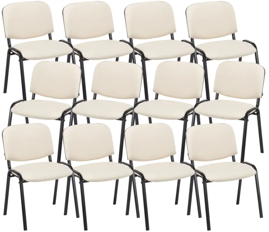 12er set bezoekersstoel Ken Kunstleer Kleur:creme Express Levering