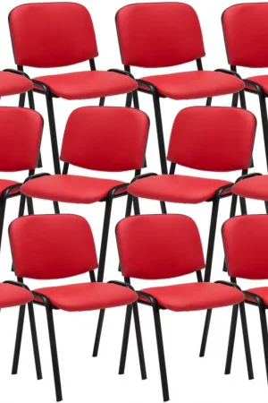 12er set bezoekersstoel Ken Kunstleer Kleur:rood Exclusieve Aanbieding