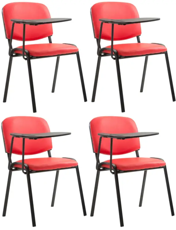 Seizoensaanbieding Set van 4 stoelen Ken met klaptafel - Kunstleer Kleur:rood