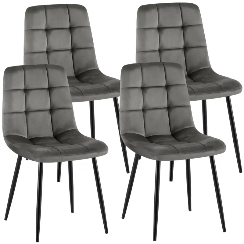 Set van 4 eetkamerstoelen Antibes Velvet Kleur:donkergrijs Shop Nu