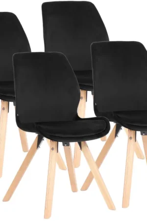 Weekendaanbieding Set van 4 stoelen Luna Basismateriaal:Fluweel | Kleur:zwart