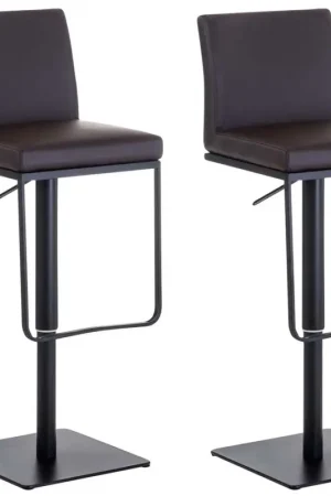2-delige set barkrukken Panama kunstlederen bekleding Kleur frame:zwart | Kleurvarianten:bruin Alleen Vandaag