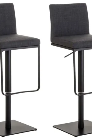 Weekendaanbieding 2-delige set barkrukken Panama stoffen bekleding Kleur frame:zwart | Kleurvarianten:donkergrijs