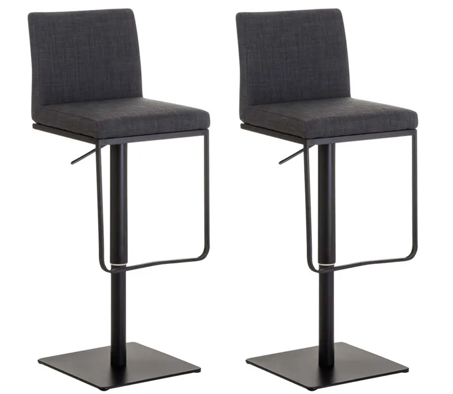 Weekendaanbieding 2-delige set barkrukken Panama stoffen bekleding Kleur frame:zwart | Kleurvarianten:donkergrijs