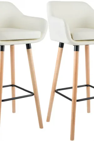 2-delige set barkrukken Grant kunstleer Kleur:creme Aanbieding