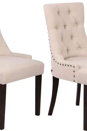 Voordeelprijs Set van 2 eetkamerstoelen Aberdeen Kleur:creme | Kleur frame:antiek