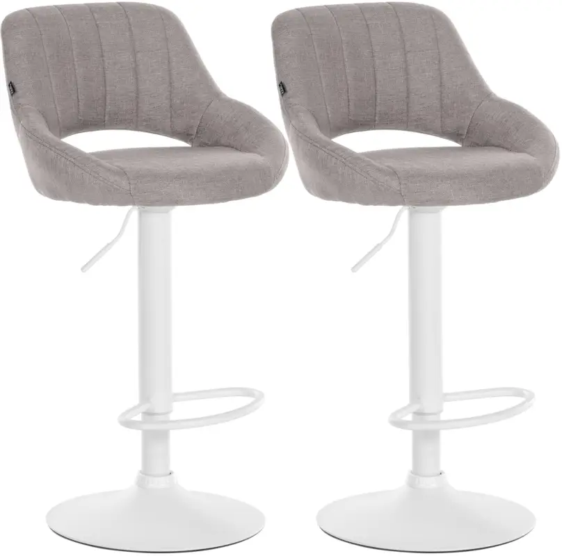 Favoriet Set van 2 barkrukken Milet, stof Kleur:grijs | Materiaal frame:Metaal mat wit